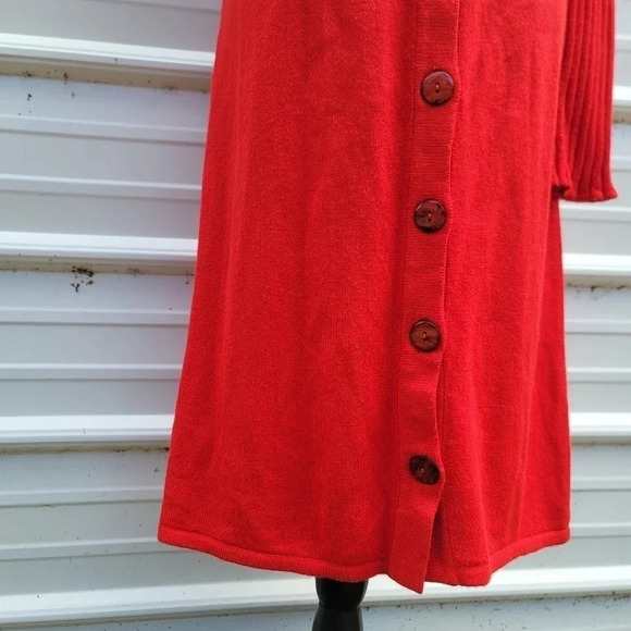 Jessica Howard Red Sweater Midi Dress Long Sleeves Front Buttoned Pockets Knit L - Picture 14 of 16